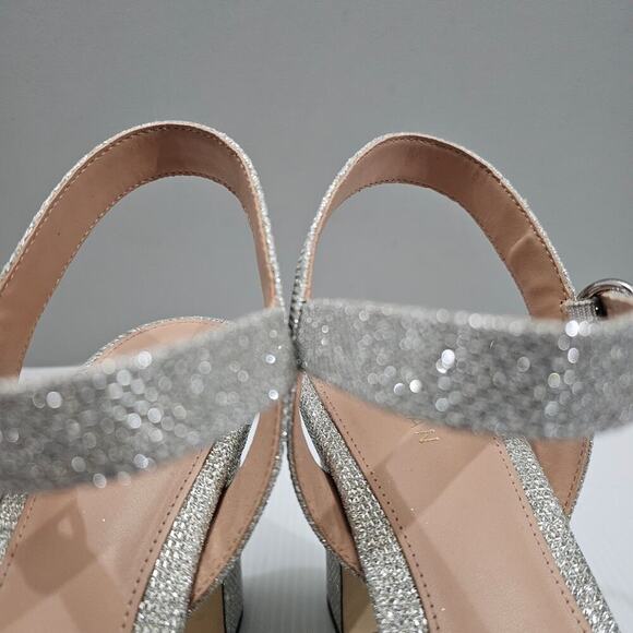 NEW Cole Haan Riannon Platform Heel Womens 10 Silver Glitter Block Heel Evening - Picture 7 of 14